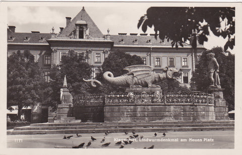 AK Klagenfurt, Lindwurmdenkmal am Neuen Platz.