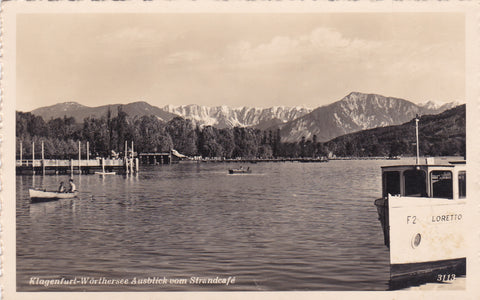 AK Klagenfurt-Wörthersee Ausblick vom Strandcafe.