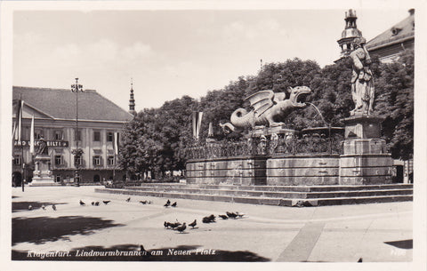 AK Klagenfurt. Lindwurmbrunnen am neuen Platz.