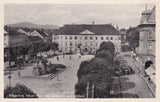 AK Klagenfurt, Neuer Platz mit Lindwurm und Rathaus. (1951-52)