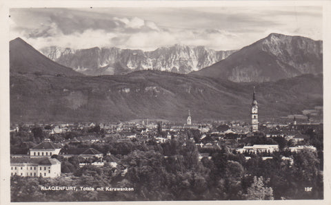 AK Klagenfurt. Totale mit Karawanken. (1927)