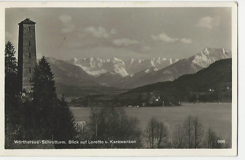 AK Wörthersee - Schrotturm. Blick auf Loretto u. Karawanken. (1932)
