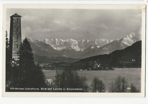 AK Wörthersee - Schrotturm. Blick auf Loretto u. Karawanken.
