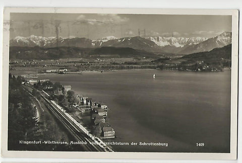 AK Klagenfurt - Wörthersee, Ausblick vom Assichtsturm der Schrottenburg. (1937)