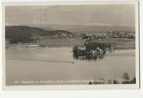 AK Klagenfurt mit Strandbad v. Turm a. schwarzen Felsen-Maiernigg.