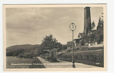 AK Klagenfurt - Wörthersee. Friedlsteg mit Terrassencafe Restaurant Schrottenburg. (1941)