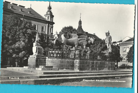 AK Klagenfurt Lindwurmbrunnen.