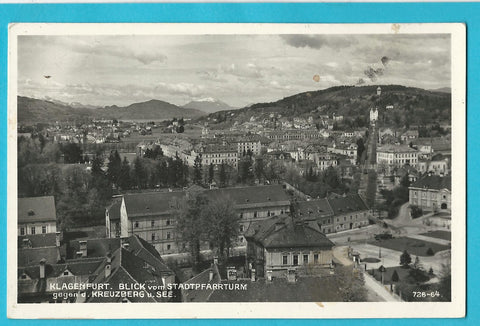 AK Klagenfurt. Blick vom Stadtpfarrturm gegen Kreuzberg u. See. (1949-50)