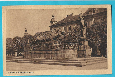 AK Klagenfurt Lindwurmbrunnen.