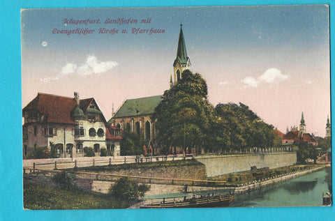 AK Klagenfurt. Lendhafen mit Evangelischer Kirche u. Pfarrhaus. (1918/19)