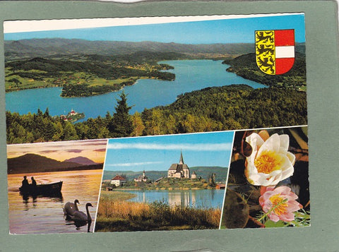 AK Blick vom Pyramidenkogel auf den Wörther See.