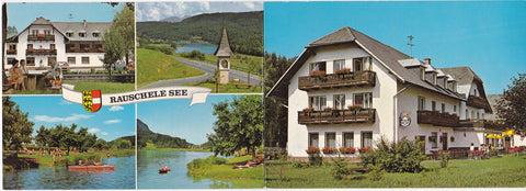 Doppel-Werbe-AK Keutschach. Gasthof und Pension Rauschelesee Fam. Reichenhauser.