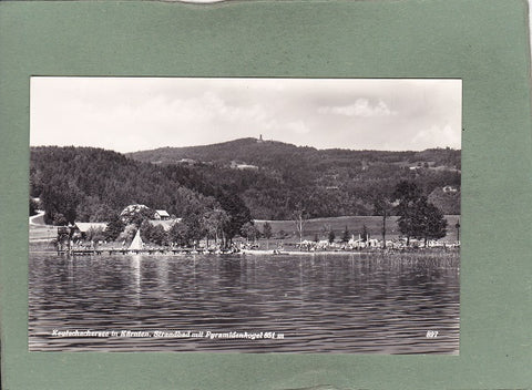 AK Keutschachersee. Strandbad mit Pyramidenkogel.