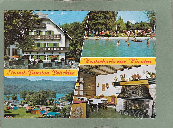 AK Keutschach am See. Restaurant Strandbad Camping Brückler. – Parmenides  Ansichtskarten