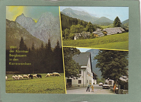 AK Welt der Kärntner Bergbauern in den Karawanken. 1. Märchenwiese im Bodental. 2. Bergba