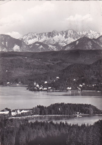 AK Pörtschach und Maria Wörth am Wörthersee mit Karawanken.