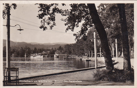 AK Pörtschach am Wörthersee. Strand des Parkhotels (1930)