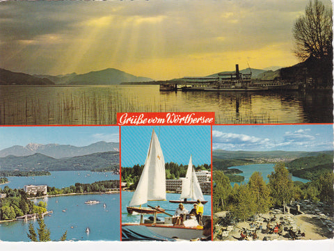 AK Grüße vom Wörthersee. Pörtschach - Velden - Pyramidenkogel.