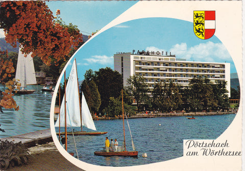 AK Pörtschach am Wörthersee. Parkhotel und Blumenstrand.