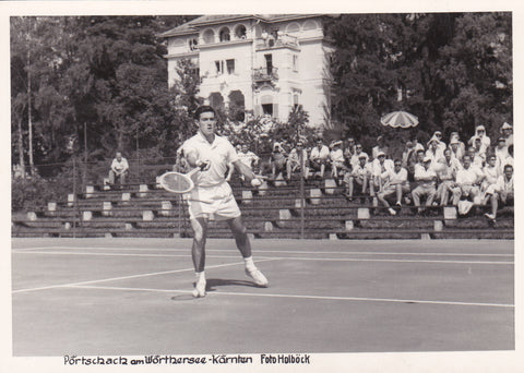 AK Pörtschach am Wörthersee. Ken Rosewall (australischer Tennispieler) Handsignatur auf Rückseite.