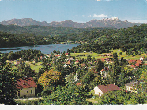 AK Wörtherseebad Krumpendorf gegen die Karawanken.