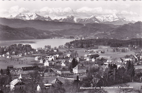 AK Krumpendorf am Wörthersee mit Karawanken.