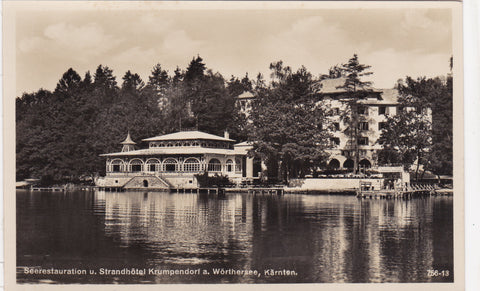 AK Krumpendorf am Wörthersee. Seerestauration und Strandhotel. (1929-30)