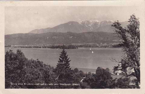 AK Blick von Krumpendorf auf Loretto und Hochobir.