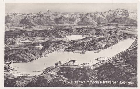 AK Der Wörthersee mit dem Karawankengebirge.