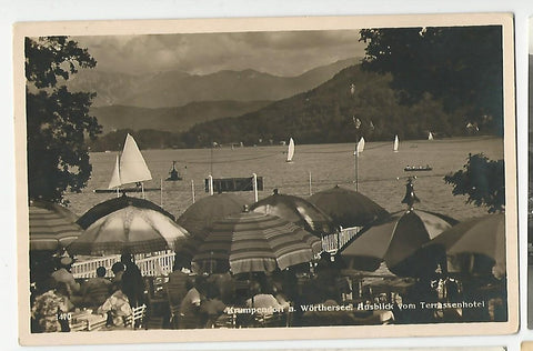 AK Krumpendorf am Wörthersee. Ausblick vom Terrassenhotel. (1940)