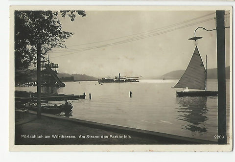 AK Pörtschach am Wörthersee. Am Strand des Parkhotels. (1930)
