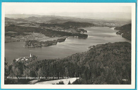 AK Blick vom Pyramidenkogel auf Maria Wörth und den Wörthersee.