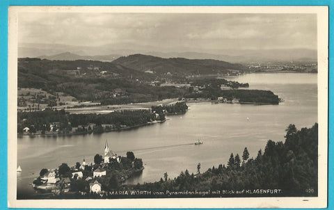 AK Maria Wörth vom Pyramidenkogel mit Blick auf Klagenfurt. (1937)