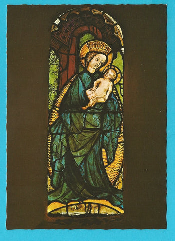 AK Glasmalerei Maria Wörth. Maria mit Kind 1420/1430 im Chor der Winterkirche.