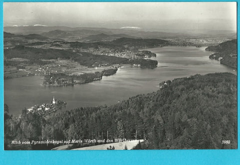 AK Blick vom Pyramidenkogel auf Maria Wörth und den Wörthersee.