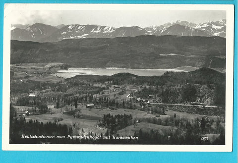AK Keutschachersee vom Pyramidenkogel mit Karawanken.