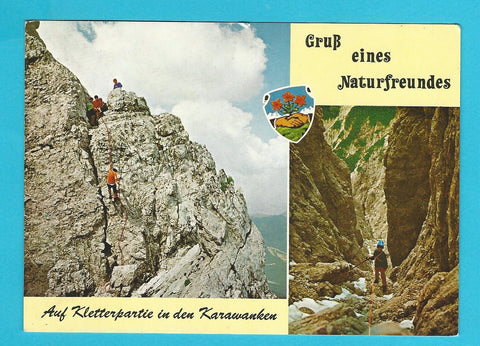 AK Auf Kletterpartie in de Karawanken. Gruß eines Naturfreundes.