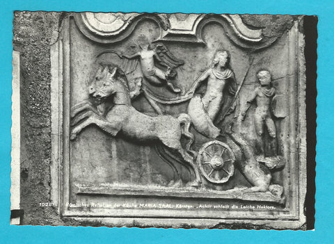 AK Römisches Relief an der Kirche Maria Saal. Achill schleift die Leiche Hektors.