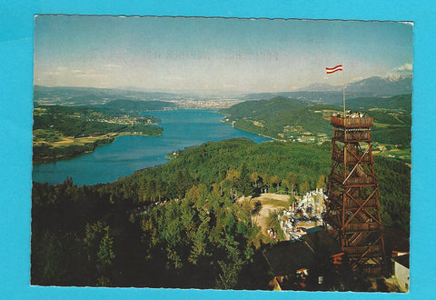 AK Aussichtsturm Pyramidenkogel über dem Wörthersee.
