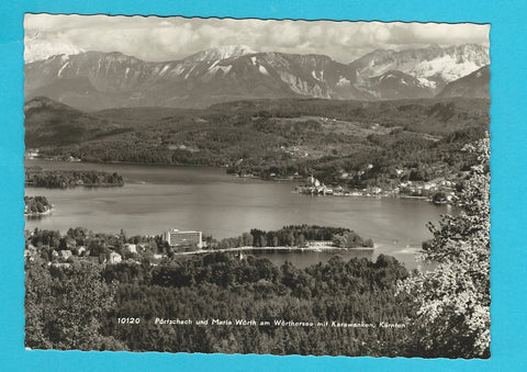 AK Pörtschach und Maria Wörth am Wörthersee mit Karawanken.