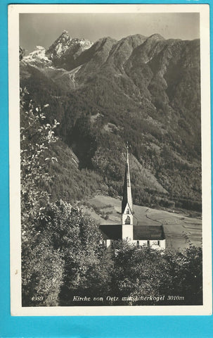 AK Kirche von Oetz mit Acherkogel.