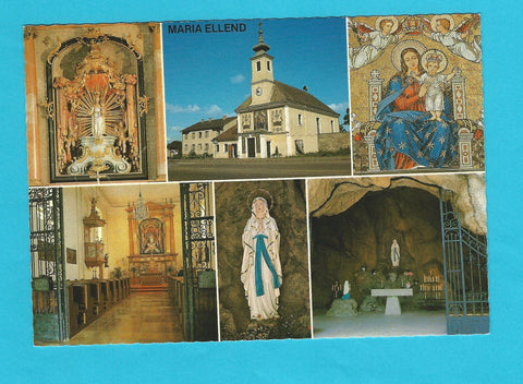 AK Maria Ellend. Wallfahrtskirche und Lourdesgrotte.