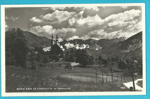 AK Maria Rain mit Koschutta im Hintergrund.