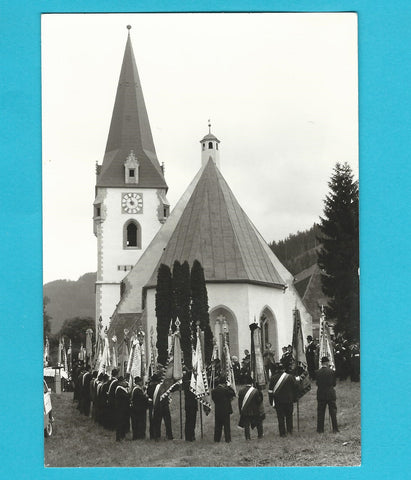3 Foto Ansichtskarten Aflenz Pfarrkirche. Treffen des Kameradschaftbundes ?.