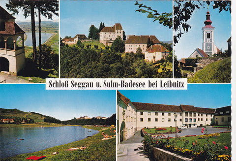 AK Schloß Seggau u. Sulm-Badesee bei Leibnitz.