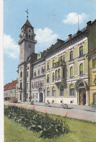 AK Leibnitz. Sparkasse und Rathaus.
