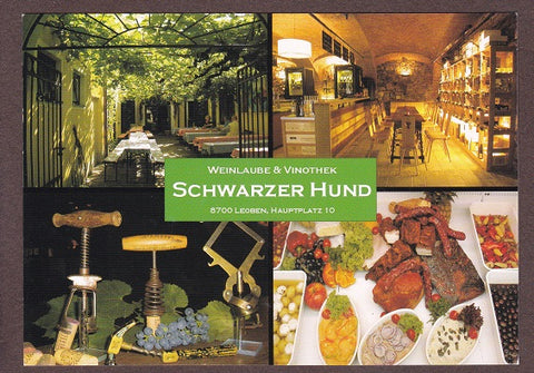 AK Leoben. Schwarzer Hund. Weinlaube & Vinothek, Hauptplatz 10. Arkadenhof.