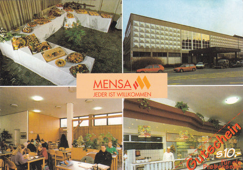 Werbe-AK Montanuniversität Leoben. Mensa. Franz-Josef-Straße 18.