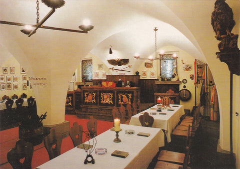 AK Leoben. Hotel zum Mohren. Kärntnerstraße 227. Schlaraffia. An der Leuben. Reych Nr. 239. Erzburg.
