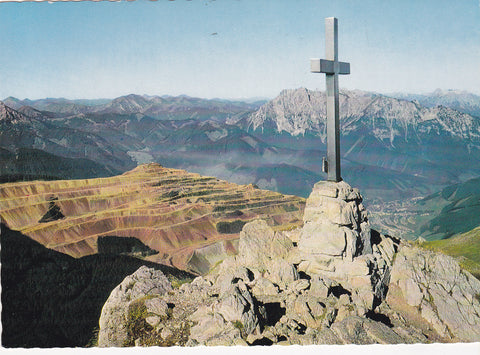 AK Gipfelkreuz am Polster mit Erzberg.